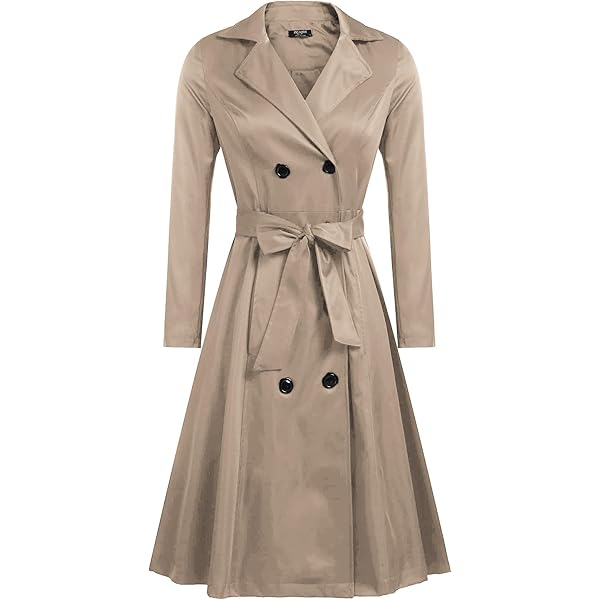 Amazon.com: ZYTECO Women's Lapel Double-Breasted Trench Coat Mid