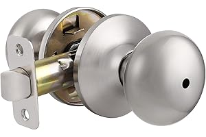 Probrico Mushroom Privacy Door Knobs in Brushed Nickel Finish, Interior Locks for Bedroom/Bathroom,Keyless Door Knob Lockset Handles, 1 Pack
