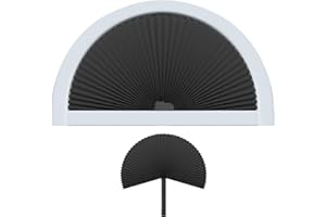 GENERIC Arch Window Shades Blackout Easy Install Black Arch Pleated Blinds Fit Prefect for Half Moon Arch Windows 36"-72" (Nonwoven + Aluminum Film, Black)