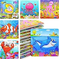 Vileafy Ocean Party Favors for Girls & Boys, Mini Puzzles for Kids, 12-pack with Individual Storage Tray & Organza Bag