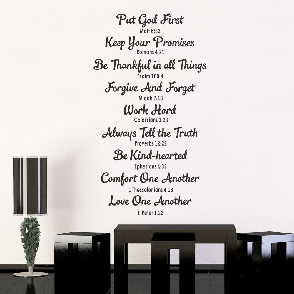 decalmile Bible Family Rules Wall Quotes Decals Black Wall Letters