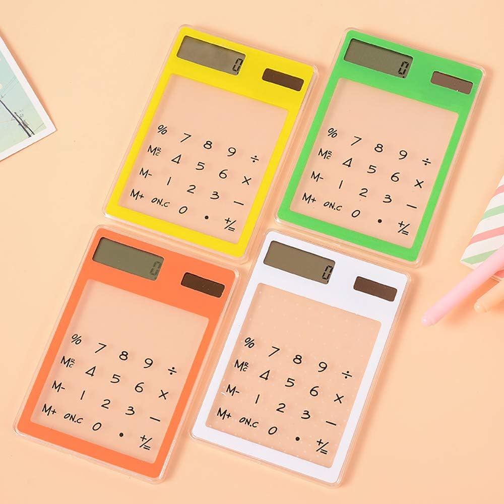 Momola Pocket Calculator, Transparent Ultra Slim Solar Power Portable Calculator, Pocket Calculator for Office, School, Accounting