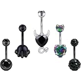 JFORYOU Belly Button Rings Stainless Steel 14G CZ Opal Navel Rings Barbells Women Girls Belly Piercing Jewelry