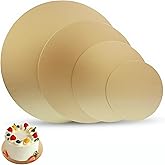 Cake Boards 6, 8, 10, 12 Inch Round 4 Pack, Gold Cake Drum Waterproof & Oil-Proof Cardboard Base, Sturdy Circles for Baking, Wedding, Birthday Decorating & Dessert Display