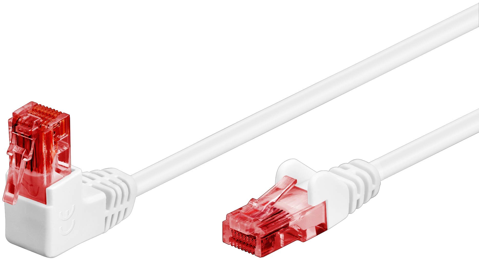 goobay 51522 CAT 6 Patch Cable 90 Degree Male Network Ethernet Playstation Xbox LAN Cable DSL U/UTP RJ45 Plug White 1 Metre