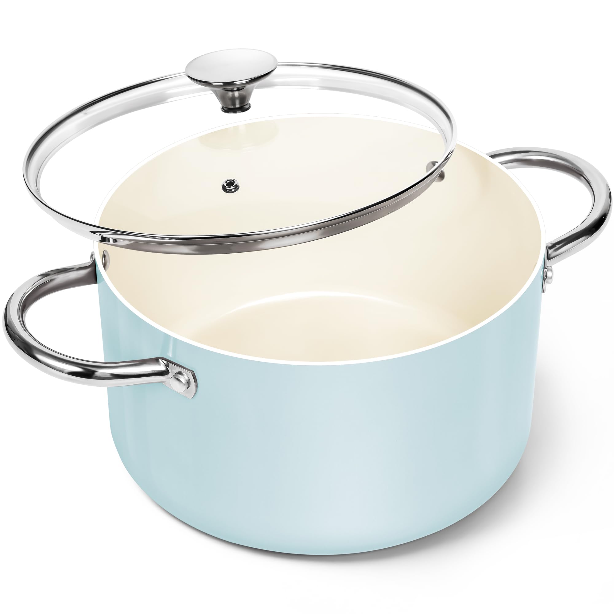 MICHELANGELO Stock Pot with Lid, 6 Quart Cooking Pot with Ceramic ...