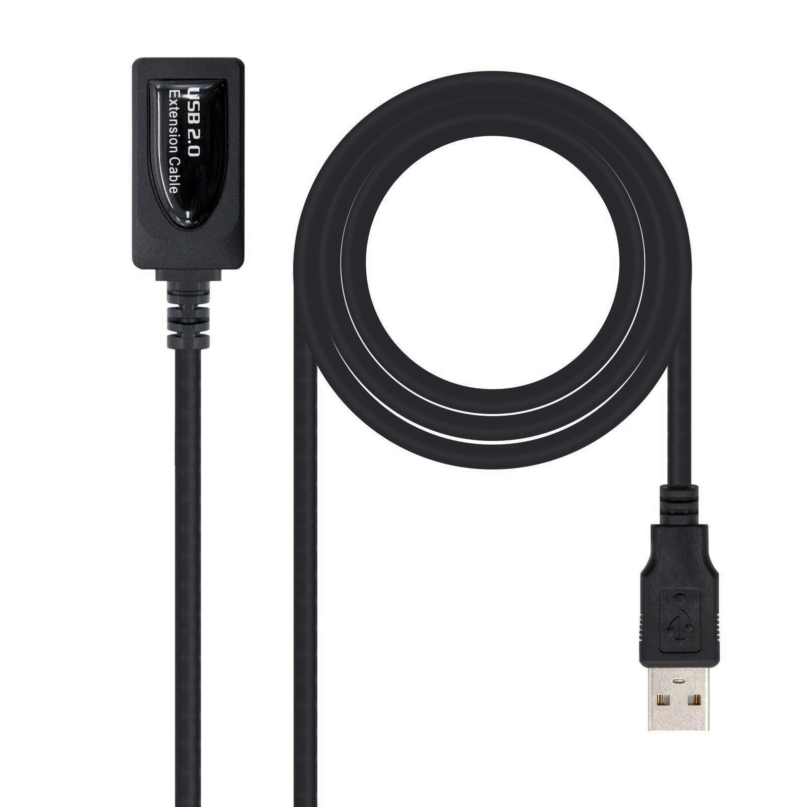 Nano 10.01.0211 prolongador amplificador Cable-USB 2.0 Cable type A/A M-H, 5 M, Black