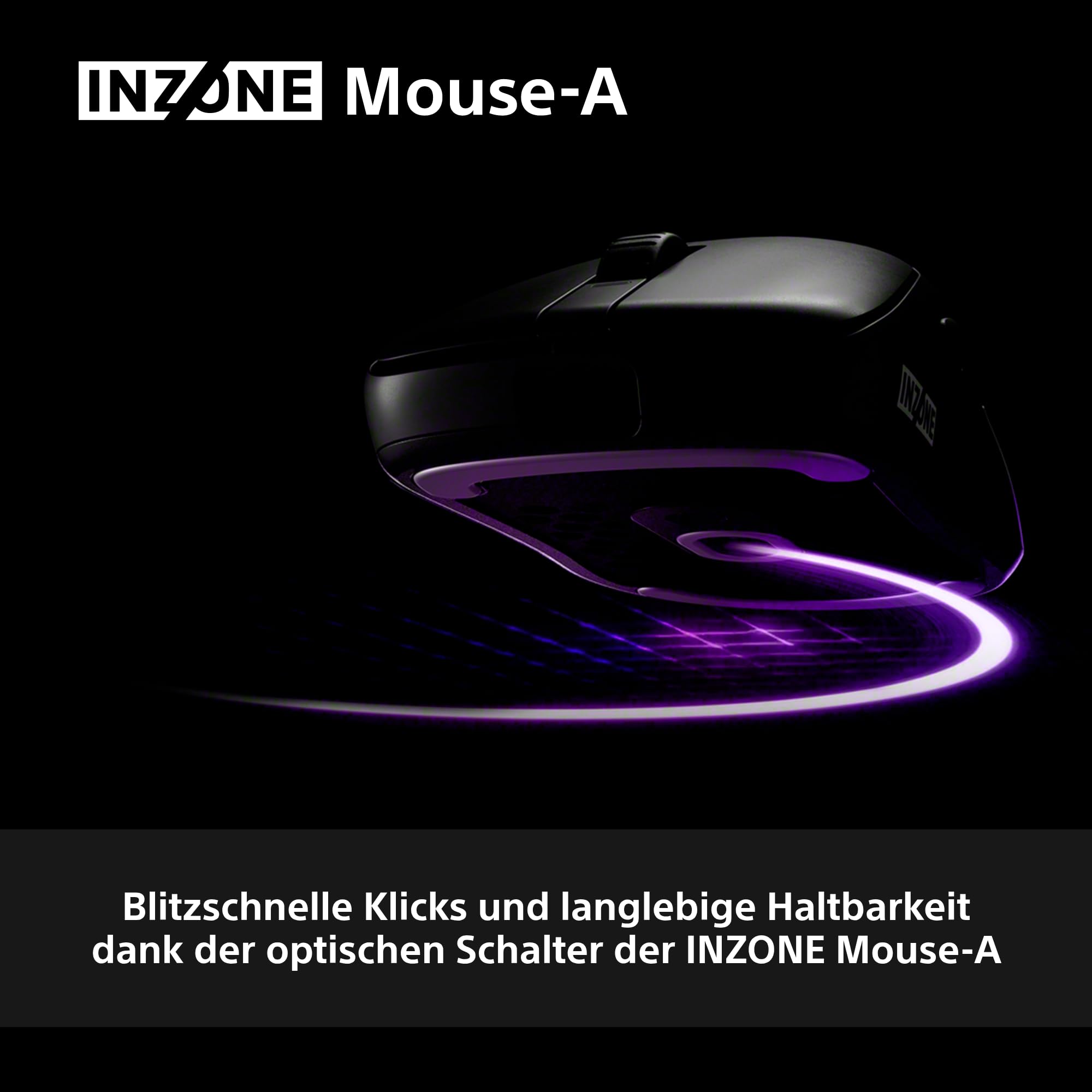 Sony INZONE Mouse-A Kabellose Gaming-Maus - Ultraleicht 48,4g, 8000Hz Polling, 30K DPI PixArt Sensor, Optische Schalter, 90 Std. Akkulaufzeit, USB-C, Fnatic Co-Designed - PC FPS Esports - Schwarz 7