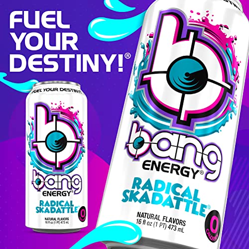Bang Energy Radical Skadattle, SugarFree Energy Drink, 16Ounce (Pack