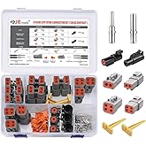 JRready ST6485 Deutsch DTP DTHD Connector Kit 1 2 4 Pin 12-16AWG Solid Pins | Deutsch 2 4 Pin DTP and 1 Pin DTHD Waterproof Connectors, Size 12 Solid Terminal Contacts 12-16AWG, Removal Tools Included