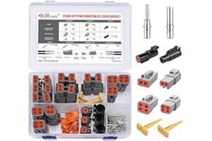 JRready ST6485 DTP DTHD Connector Kit, Deutsch Connector Kit, DTP Connectors 2 4 Pin and DTHD Connectors 1 Pin with Size 12 Solid Contacts Deutsch Pin 12-16AWG, Removal Tools