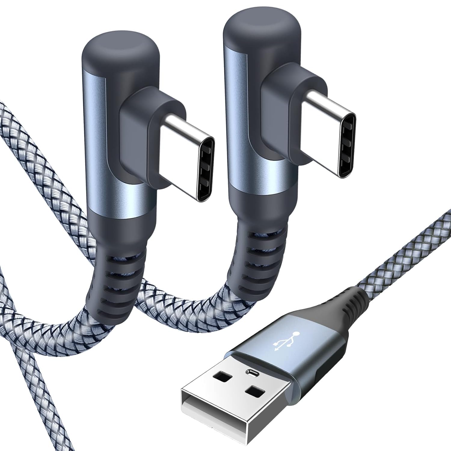 USB C Kabel 3.1A Schnellladung [2Stück 2m], Ladekabel USB C Winkel Type C Kabel Nylon für i Phone 17 16 15 Pro Max,Samsung S26 S25 S24 S23 S22,S21,S20 S10 S9,S8,Note20,M31 M30s M20,A72 A71 A52 A51