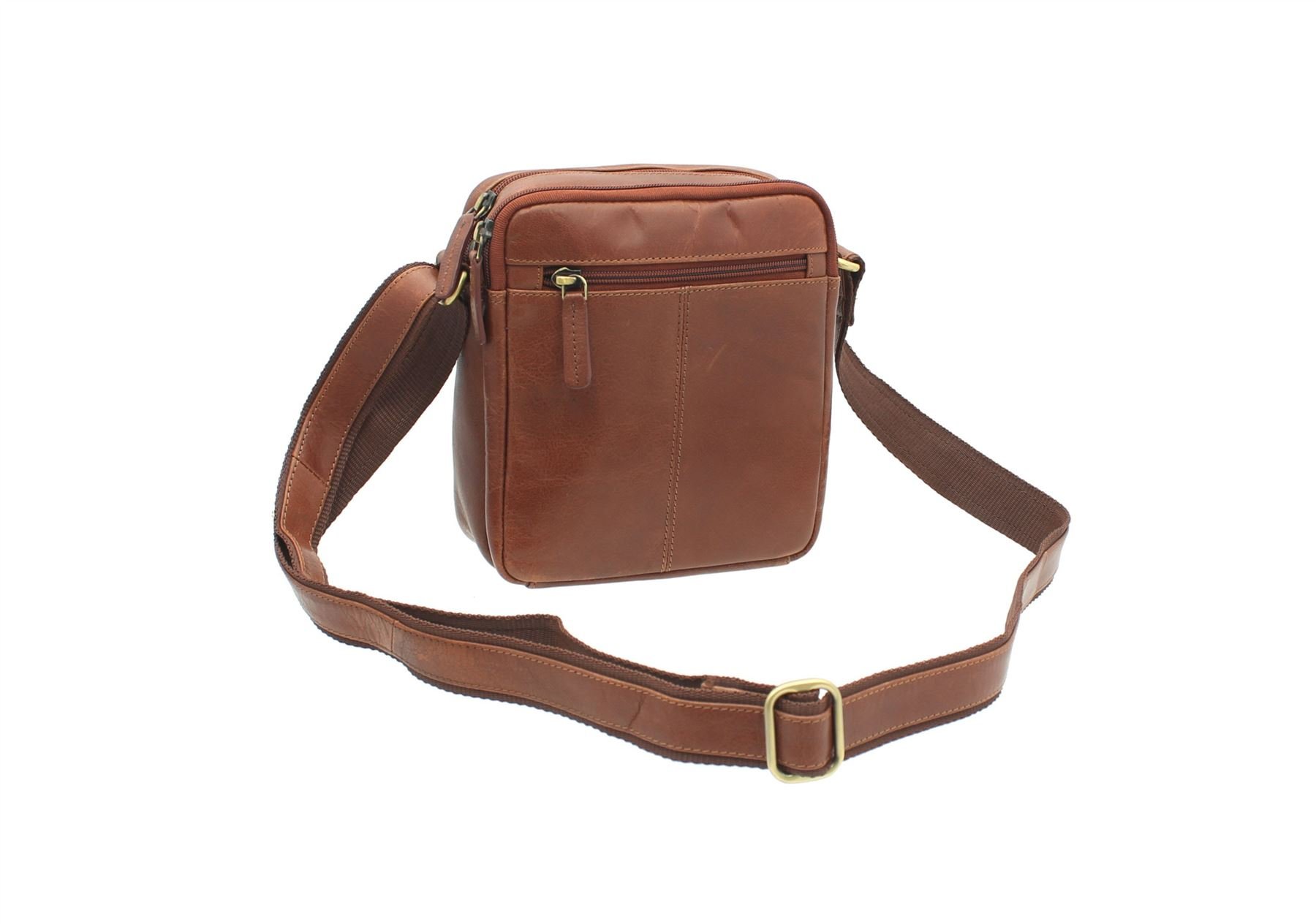 VISCONTI Compact Leather Messenger/Travel Bag S8 Tan