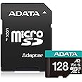 ADATA Premier Pro 128GB MicroSDXC UHS-I U3 V30 Class 10 A2 MircoSD Memory Card with Adapter AUSDX128GUI3V30SA2-RA1