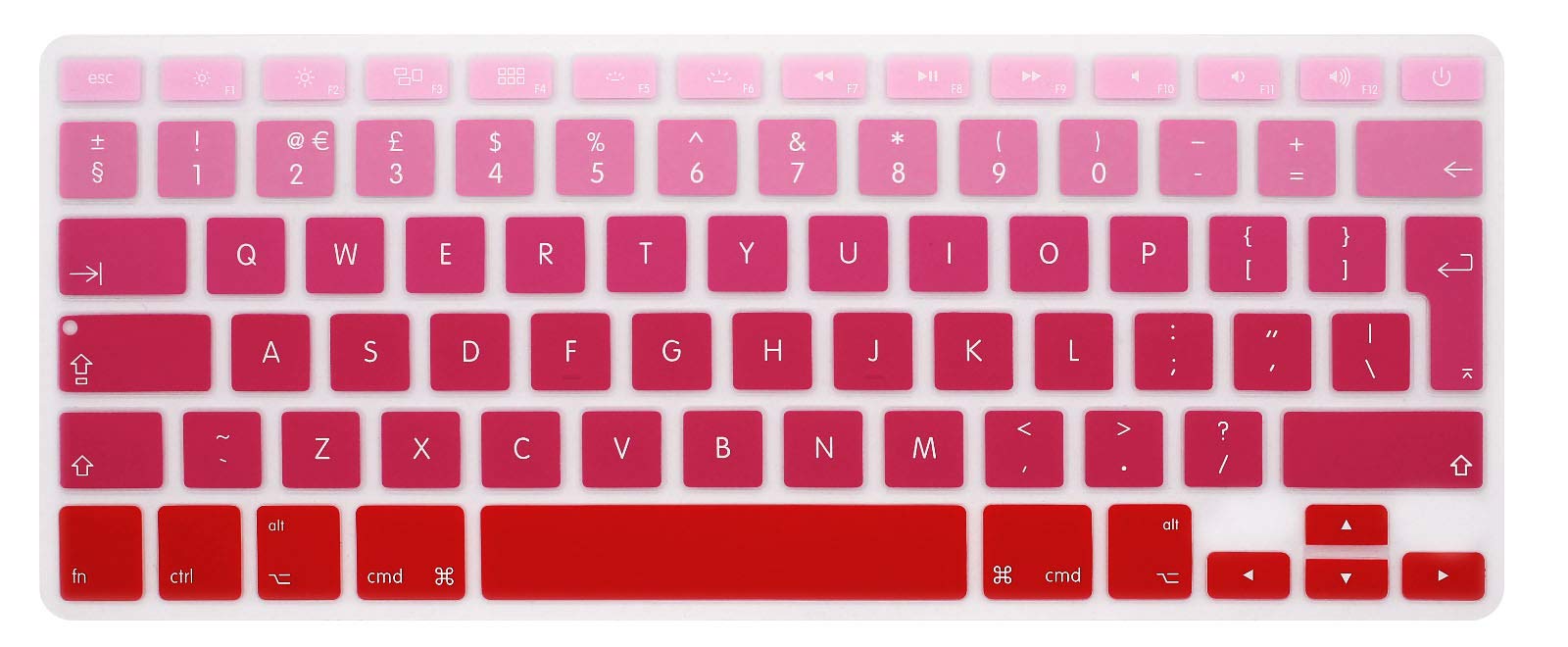MMDW EU/UK Silicone Keyboard Cover for Macbook Pro 13 Inch,15 Inch (with or without Retina Display,2015 or Older Version) for Macbook Old Air 13 Inch,Ombre Red