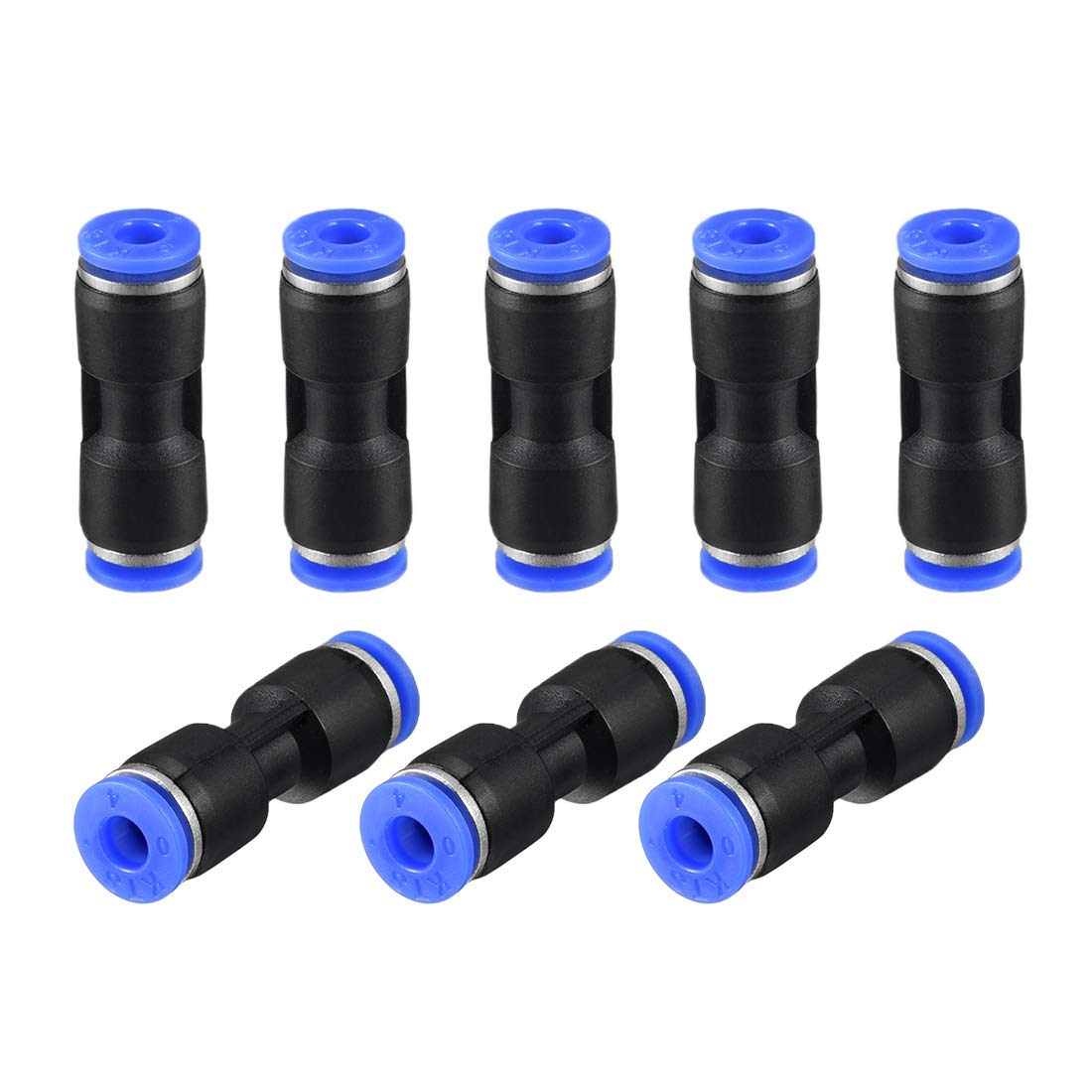 sourcing map Straight Push Connectors,4mm OD,Plastic Straight Union,Push to Connect Tube Fitting,Push Fit Lock,Blue,8pcs