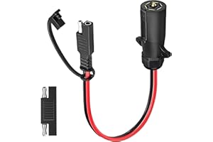 AMAKE 7 Pin Power Interface,7 Blades Connected to 2 Pin SAE Interface,10AWG 1ft,7 Pin Circular RV-Style Trailer Plug Connection Cable,Suitable for Campers,Trucks,Air Compressors,Portable Coolers