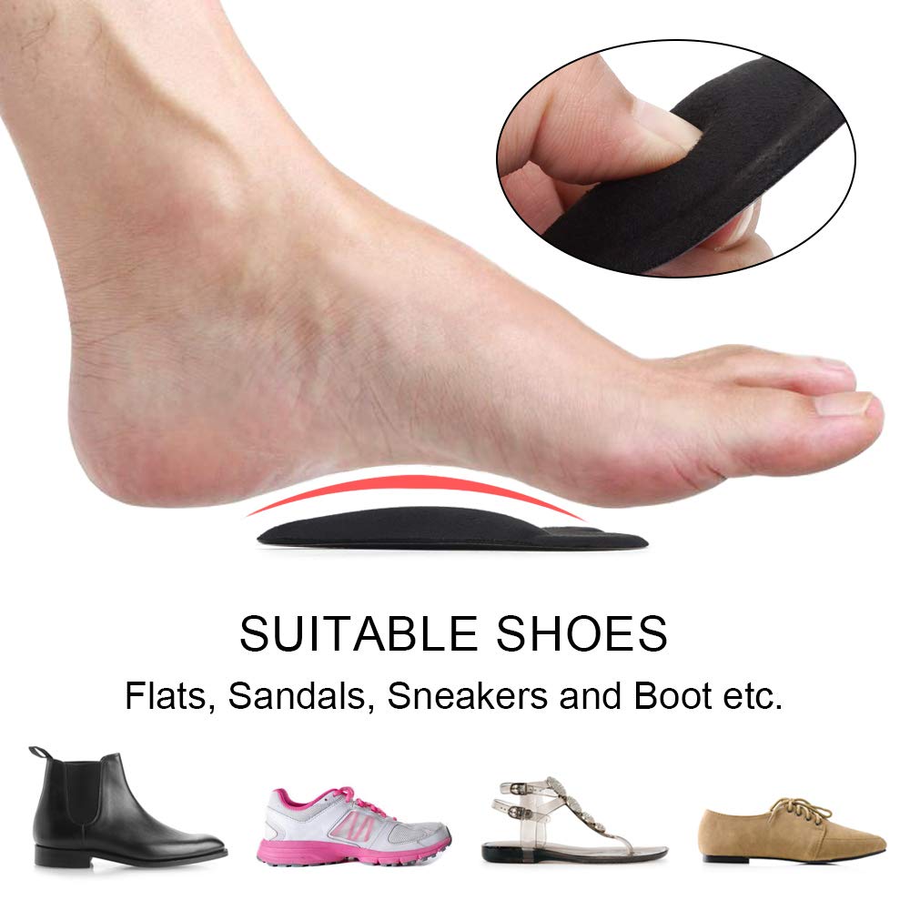 Skyfoot\'s Arch Support Shoe Inserts Plantar Fasciitis, Soft Gel Insoles for Flat Feet, Relieve Pressure from Pain for Men and Women 2 Pairs (Black)