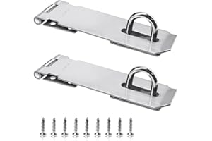 2Pcs Stainless Steel Gate Lock Hasp, Safety Packlock Clasp Lock Set - Door Locks for Doors, Cabinets, Closets and More (5inch