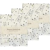 Nawrap Set of 3 Printed Dishcloths, Made in Japan, 6 Ply, Soft, Durable, and Absorbent, 13.5 x 16 in - Animal Design