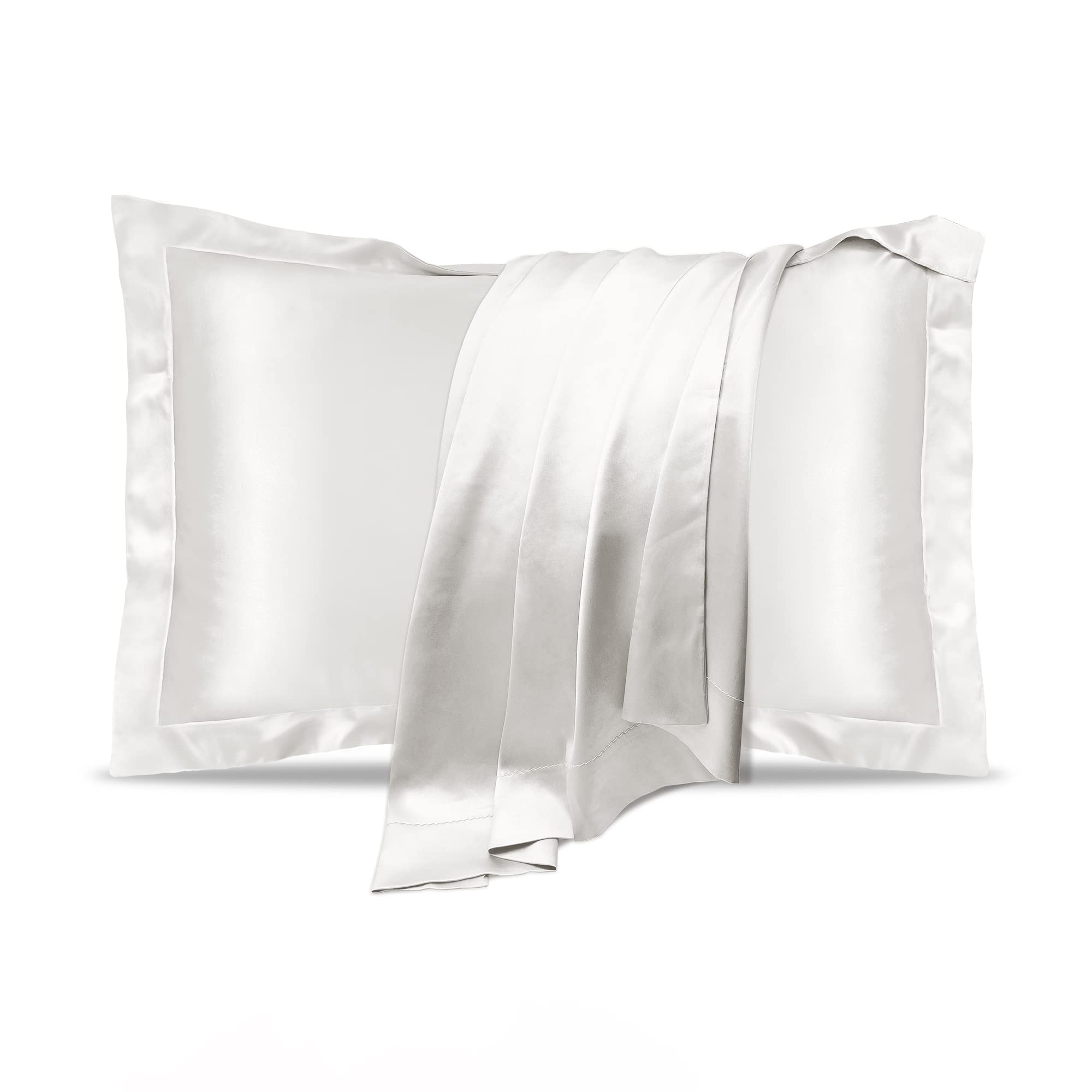 UQQU Natural Mulberry Silk Pillowcase for Hair and Skin Health, Standard Size 50 x 75 cm Pillow Case, Soft Smooth Cooling Premium Grade Silk Pillow Covers for Sleeping (White, 1 Pack) — image 1