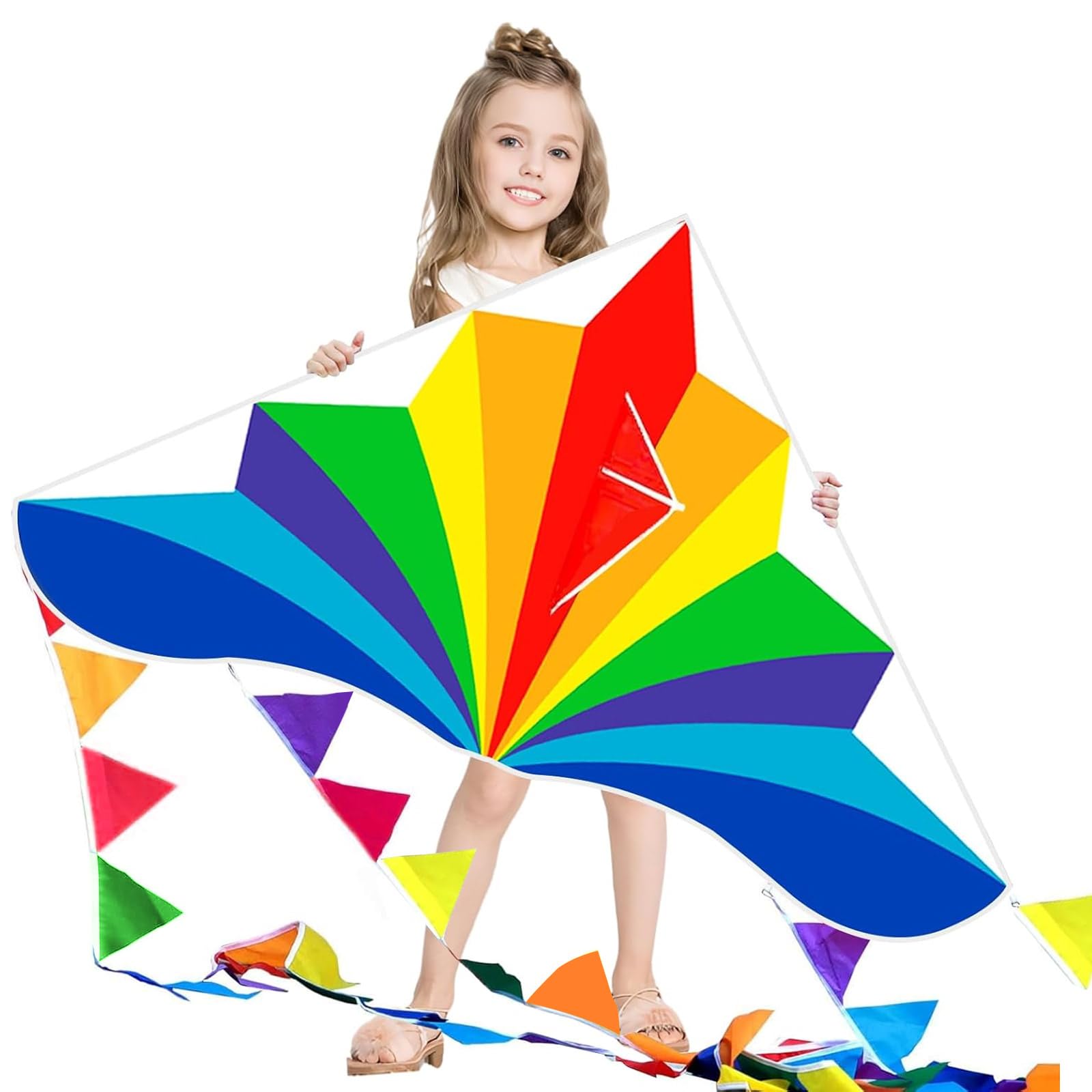 Delta Kite for Adults and Children - 60 x 30 inches - Single Line Flight Kite, Easy to Fly - Complete with 300 ft Kite Line and Handle — image 1