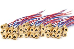 hiBCTR 50 Packs Laser Diodes, Mini Red Laser Diodes Lasers, 5V, 650nm, 5mW, Red Dot Laser Heads with Leads, Outer Diameter of The Head 6mm