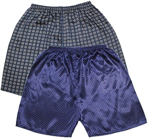 (Pack of 2) Mens Sleepwear - Silk Couture Boxer Shorts / Pajama Shorts M-L Multicolor