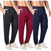 OAKVON Men’s Mesh Jogger Sweatpants 3 Pack – Lightweight Quick Dry Athletic Pants with Zipper Pockets for Workout, Running