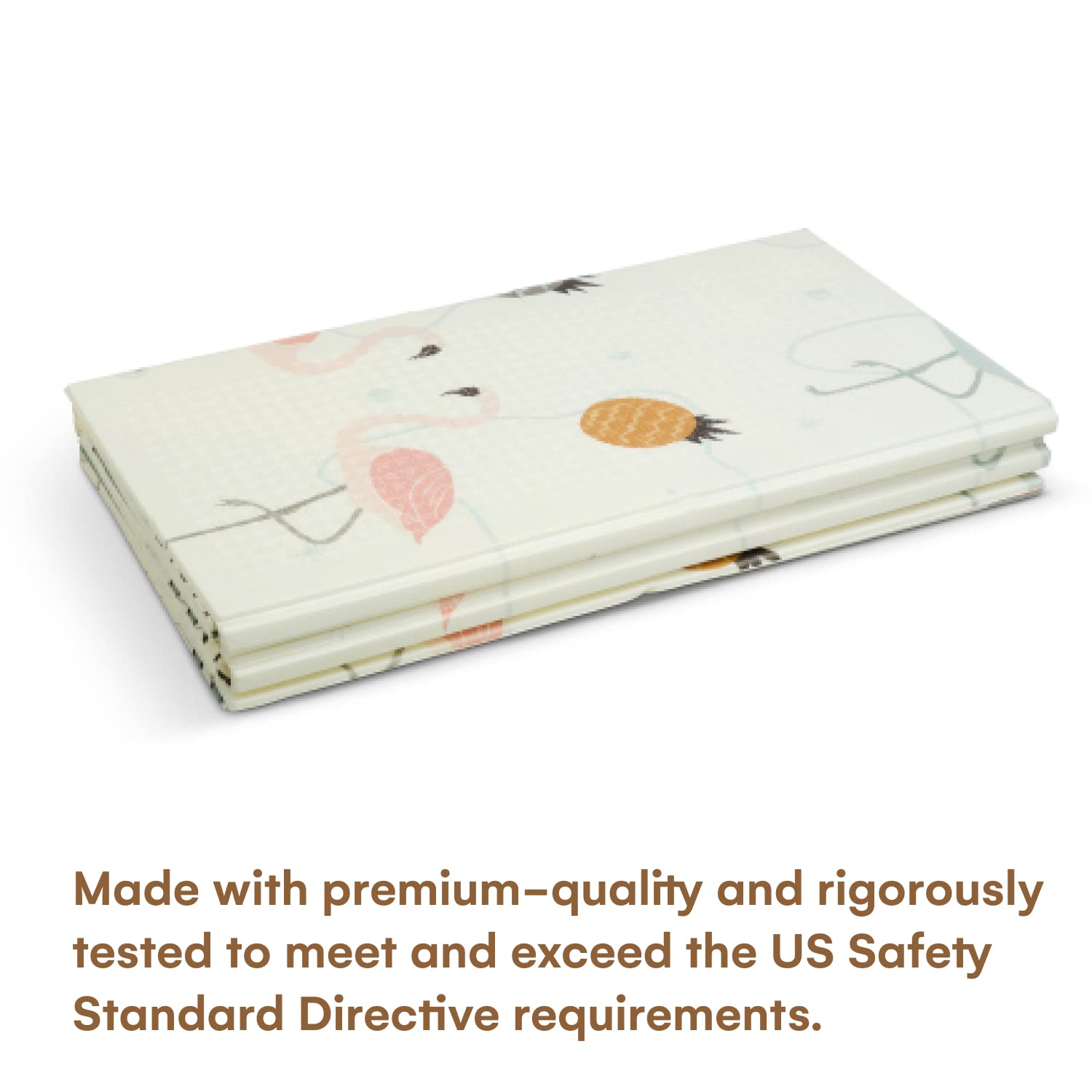 CHILDLIKE BEHAVIOR Baby Play Mat - 78x52-Inch Reversible Tummy Time Mat for Infants and Toddlers - Foldable Foam Baby Floor Play Mat - Portable and Easy to Clean Padded Crawling Mat - Flamingo