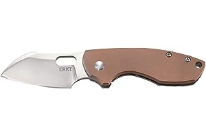 CRKT Pilar Copper EDC Folding Pocket Knife: Compact Everyday Carry, Satin Blade with Finger Choil, Thumb Slot Open, Frame Lock Stainless Handle, Reversible Pocket Clip 5311CU