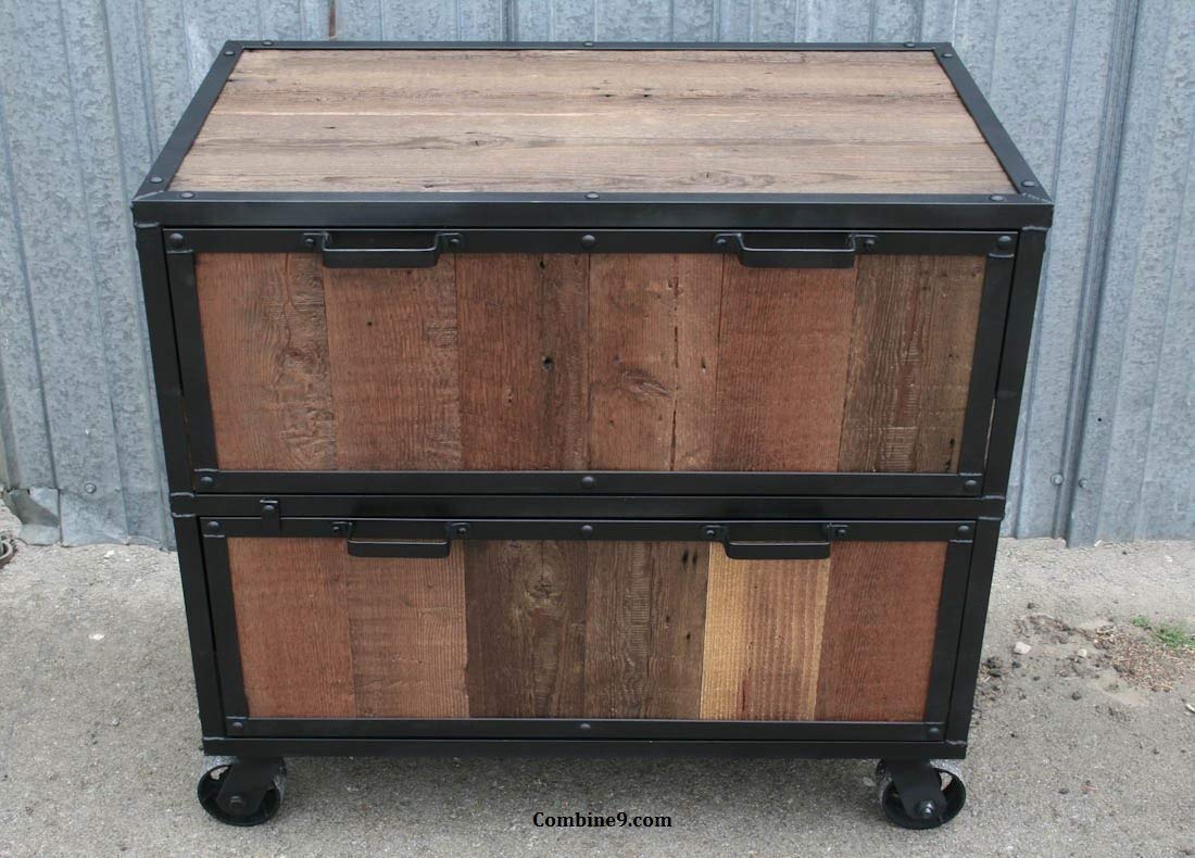 Amazon Com Rustic Industrial File Cabinet Reclaimed Wood And