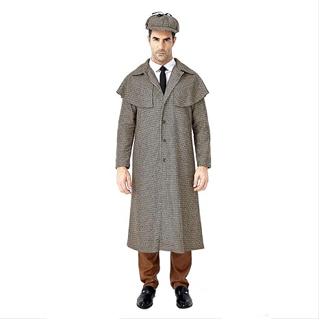 Amazon Fanituhan ハロウィン シャーロック ホームズ 名探偵 探偵 帽子 コート セット Sherlock Sherlock Holmes 大人 メンズコスプレ 衣装 コスチューム 男性 女性 大人用 クリスマス パーティー 仮装 忘年会 M コスプレ 仮装 通販