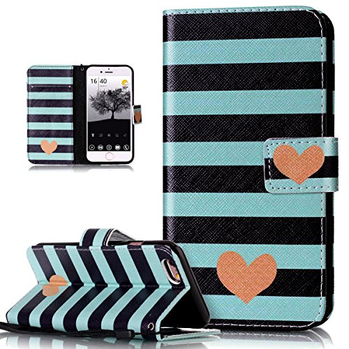 iPhone 6S Case,iPhone 6 Case,iPhone 6S Wallet Case,ikasus Colorful Art Painted PU Leather Fold Flip Wallet Case Cover Stand Card Slots Protective Case Cover for Apple iPhone 6S / 6 (4.7"),Striped Love