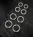 Tornito 8 PCS 18G-16G-14G 8-12MM 316L Steel Septum Clicker Ring Seamless Lip Nose Daith Cartilage Helix Tragus Hoop Ring (I:4 Pairs,18G(1mm) Pin Thickness)