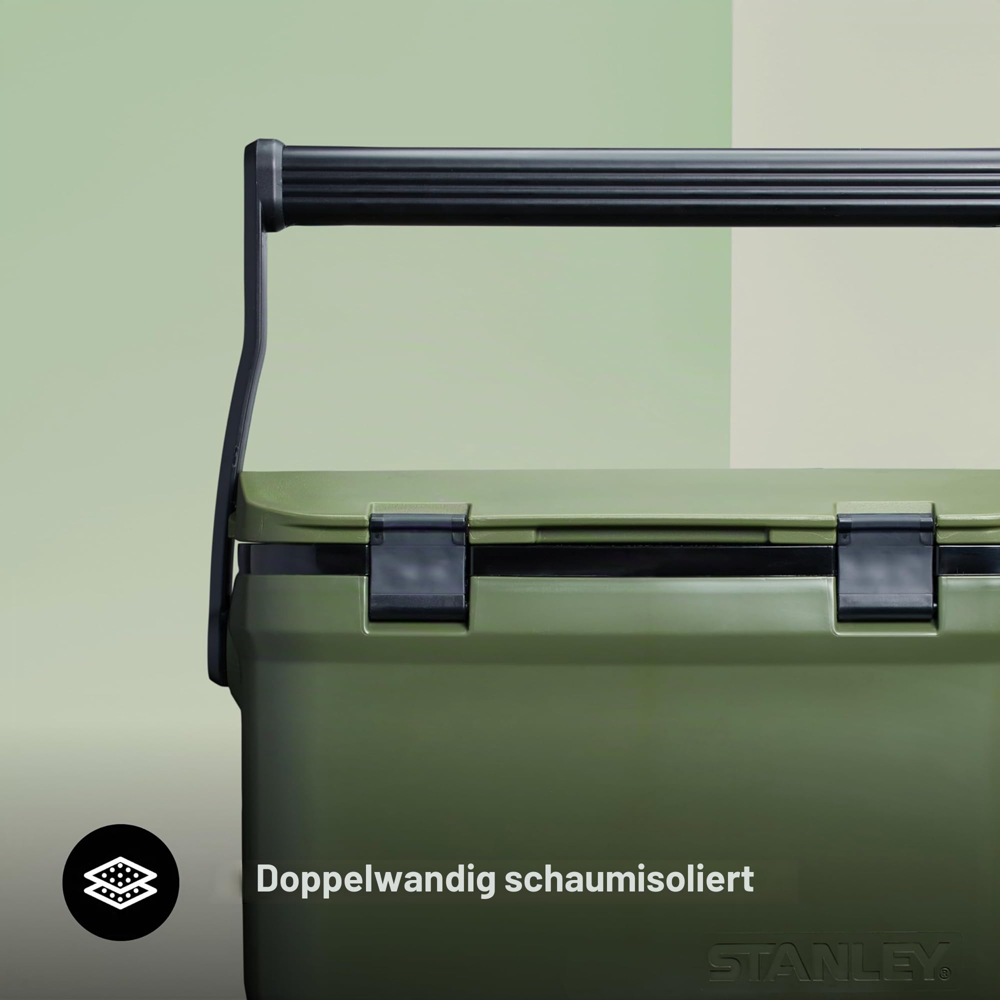 Stanley Adventure Outdoor Cooler 15.1L - Camping Kühlbox - BPA-Frei - Deckel fungiert auch als Sitz - Robuste Isolierbox ohne Strom - Auslaufsicher - Dried Pine 4