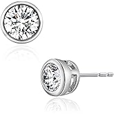 Hypoallergenic Silver Cubic Zirconia Stud Earrings for Women | 6MM Sparkling Round Studs for Sensitive Ears | Daily Wear, Gift-Ready Jewelry with 925 Sterling Silver Post