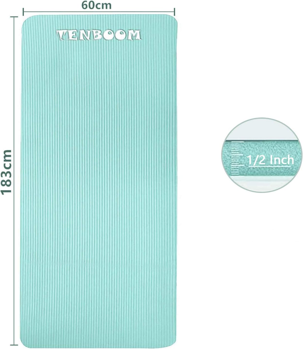 TENBOOM Thick Yoga Mats for Women and Man, 1/2 Inch Thickness No Slip Exercises Mat Anti-Tear Fitness Pilates Workout Mat for Home Gym with Carry Strap : Sports & Outdoors