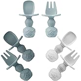 PandaEar Silicone Baby Spoons and Forks, Anti-Choke Guard, 6-12 Months