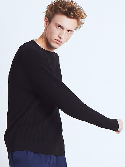 Amazon アバハウス Abahouse トップス コットンリンクスプルオーバーニット メンズ ブラック 44 S セーター 通販