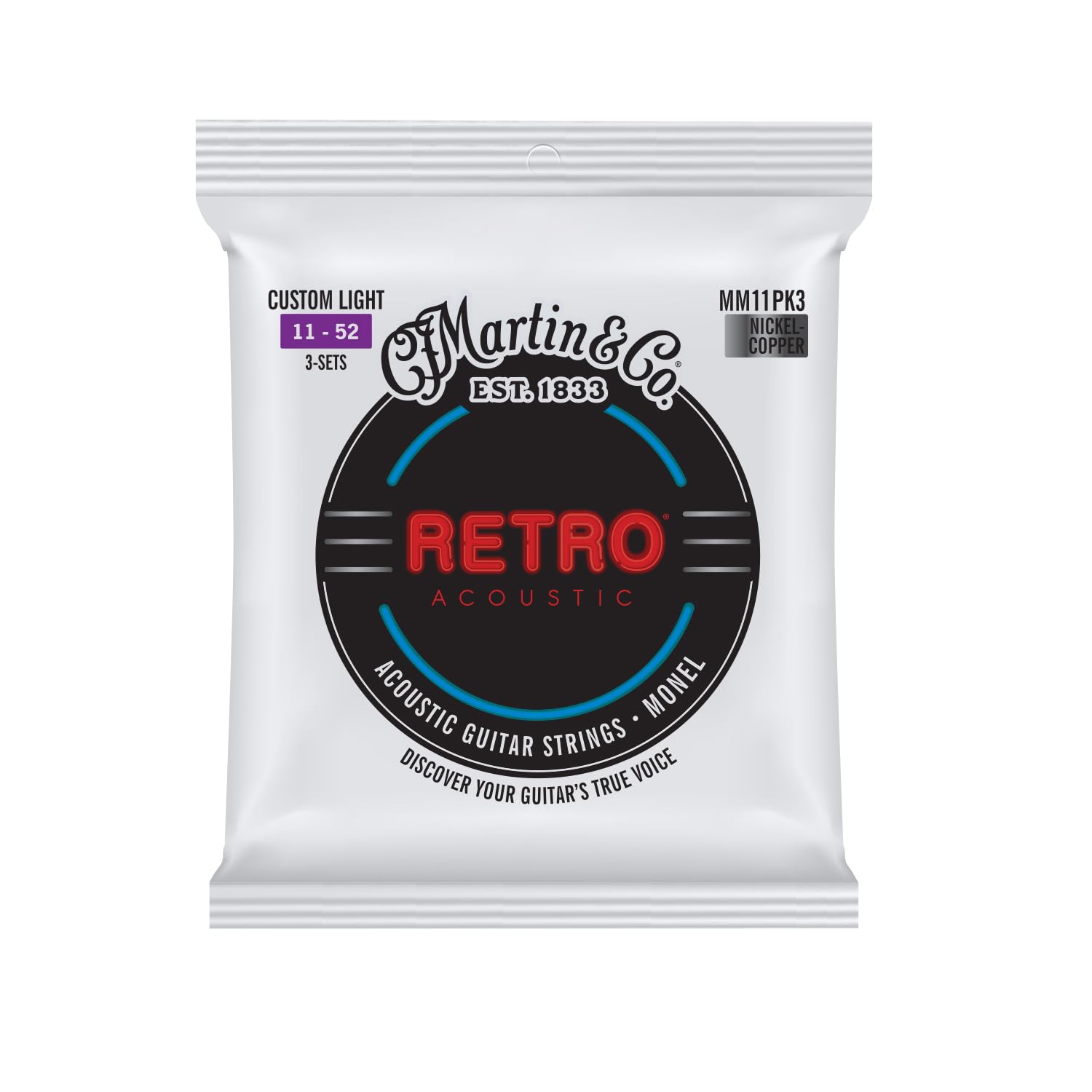 Martin Strings - MM11PK3 - Retro Monel - 3 Pack Custom Light (11-52)
