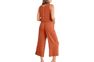 Two Piece Sets for Women Casual Crop Tank Tops Capri Wide Leg Pants Matching Set Linen Lounge Sets Vacation Outfits