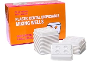 LA MIERE 100 PCS Dental Disposable 4 Hole Mixing Wells, PMU Practice Kit, PMU Ink Tray, Microblading & PMU Pigments, Pigment Cups, Microblading Supplies (White, 100)