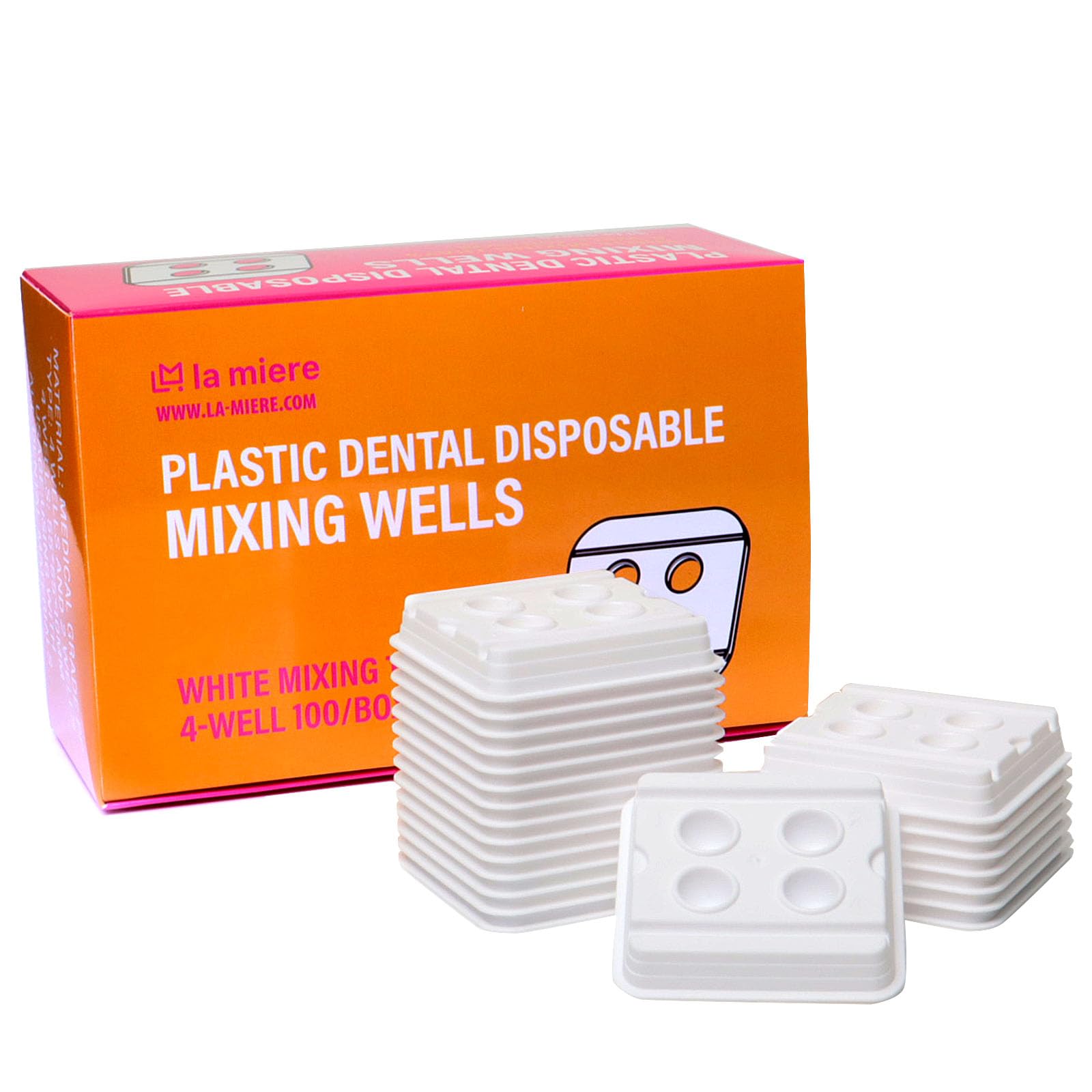 Photo 1 of 100 PCS Dental Disposable 4 Hole Mixing Wells, PMU Practice Kit, PMU Ink Tray, Microblading & PMU Pigments, Pigment Cups, Microblading Supplies (White, 100)