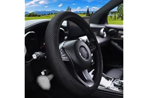 MRTIOO Breathable Stretch Elastic Steering Wheel Cover, Cool in Summer and Warm in Winter, Soft Microfiber Ice Silk Cloth Fabric, Universal 14.5-15 in, Fit Suvs, Vans, Sedans, Cars, Trucks - Black