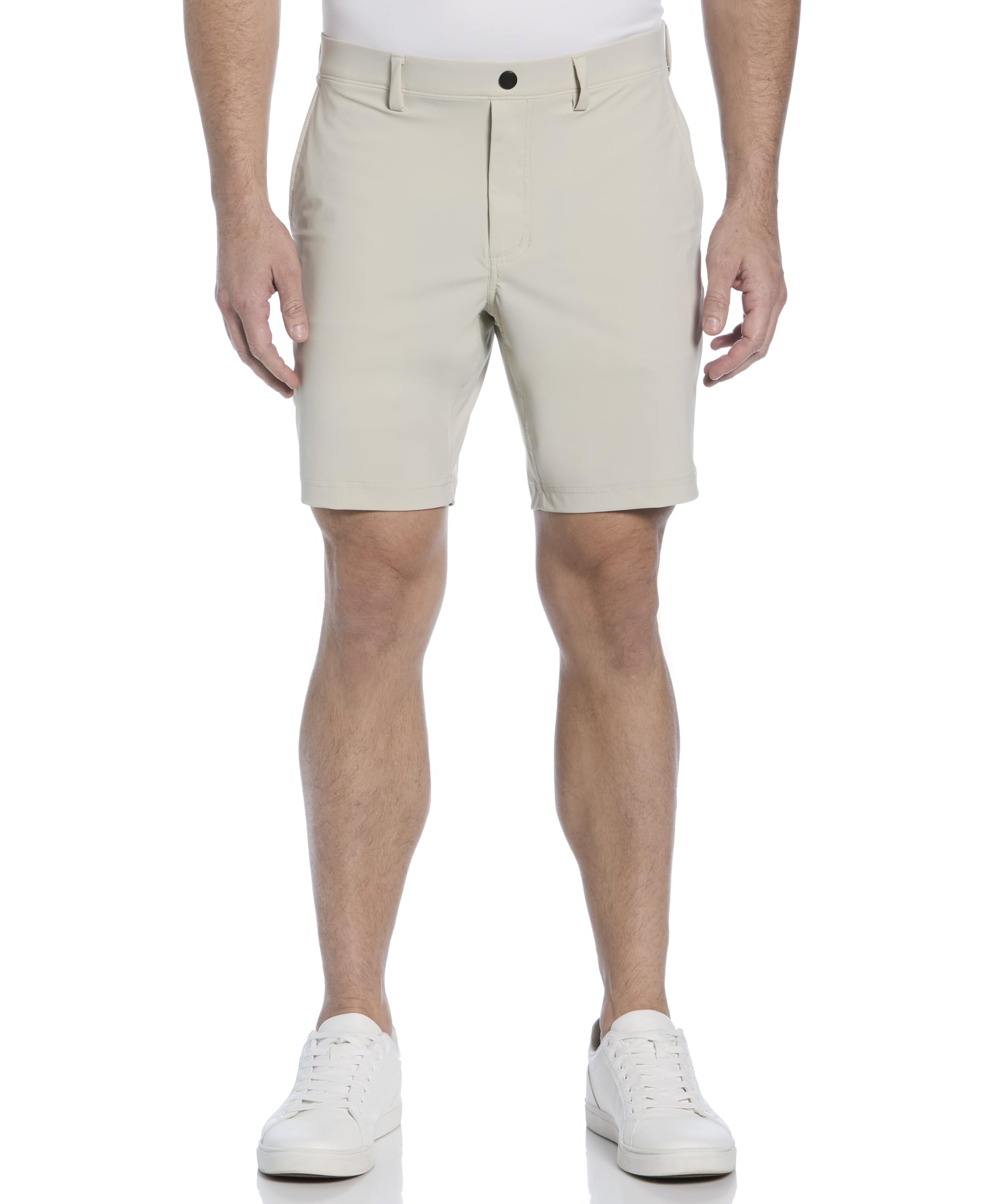 PGA TOUR Men’s 8″ Solid Performance Pull-On Golf Shorts with Stretch Waistband, Moisture-Wicking, Sun Protection, Silver Lining