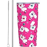 JASROTAO Funny Cats Pink Tumblers, Cute Kitty 20oz Stainless Steel Insulated Travel Tumblers,Travel Coffee Mug with Lid and Straw Cups Gifts for Women Men