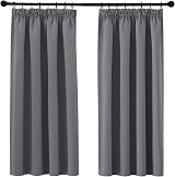 PONY DANCE Grey Blackout Curtains Pencil Pleat Thermal 2 Panels W42 x L54