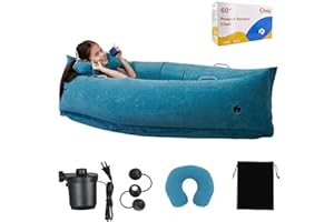 Bmag Sensory Chair for Kids, Inflatable Peapod Canoe with Neck Pillow, 60" Sensory Pod Seating ADHD Toy Gift for Autistic Children, Includes Electric Air Pump, Blue