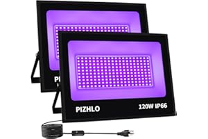 PIZHLO 2 Pack 120W LED Black Light, Blacklight Flood Light with Plug & Switch, IP66 Waterproof Outdoor Black Light Spotlight for Dance Party Fluorescent Poster Body Paint Neon Glow in The Dark Stage Lighting